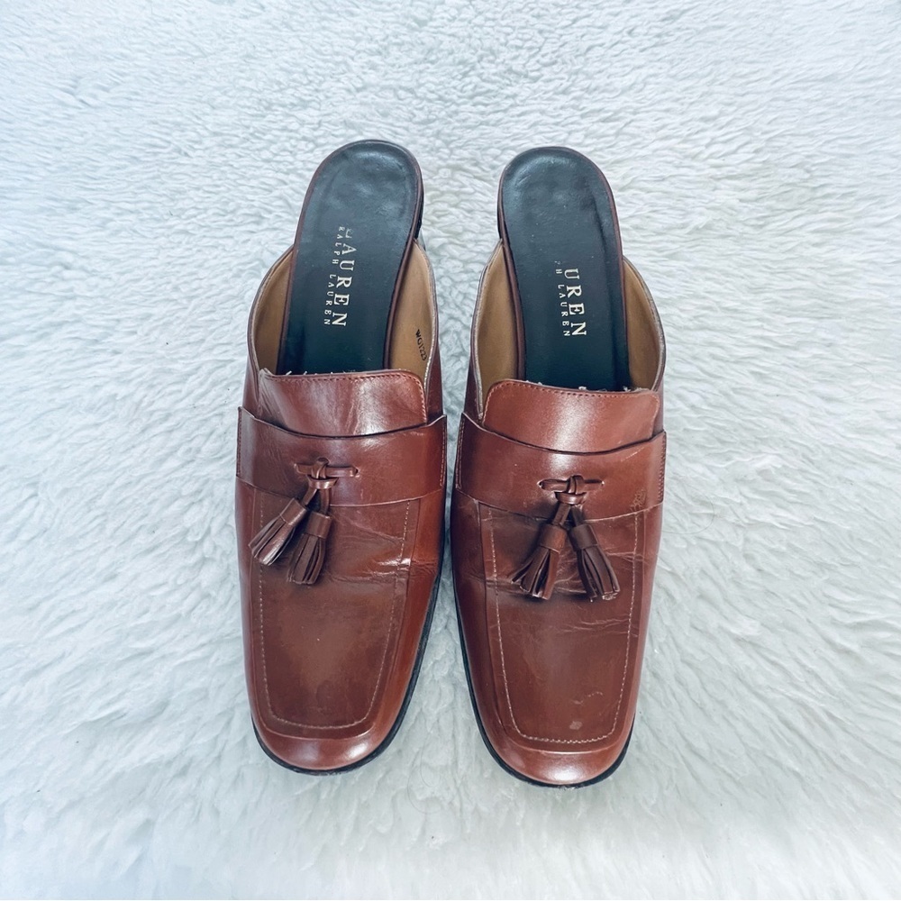Lauren by Ralph Lauren Brown Leather Slide On Sandals Shoes Size 7 AA